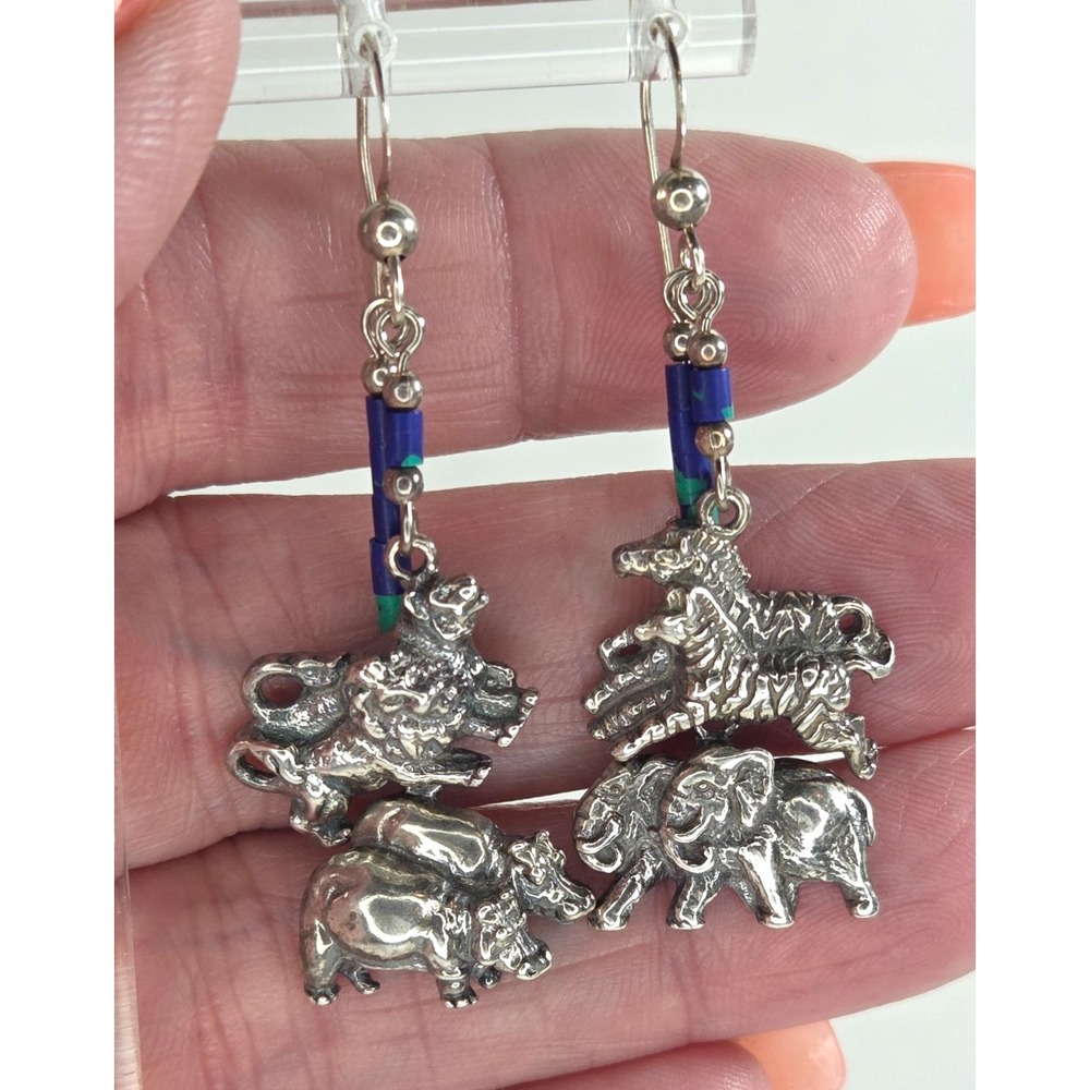 RARE Dakota West Schube Sterling Silver Animal Pairs Noah's Ark Earrings 925 1.5 - Picture 6 of 13